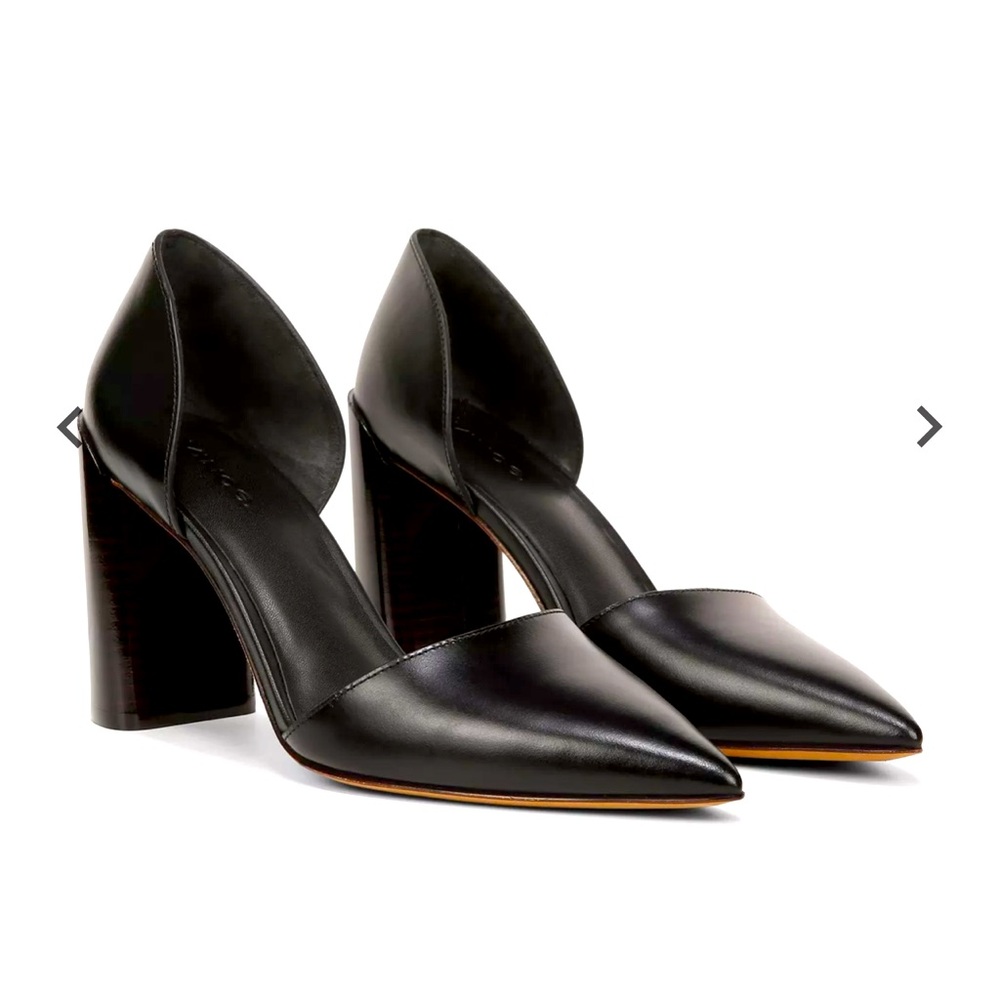 VINCE Prim Leather Pump with stacked heel